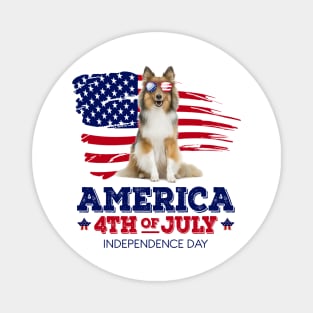 Sheltie Flag USA - America 4th Of July Independence Day Magnet